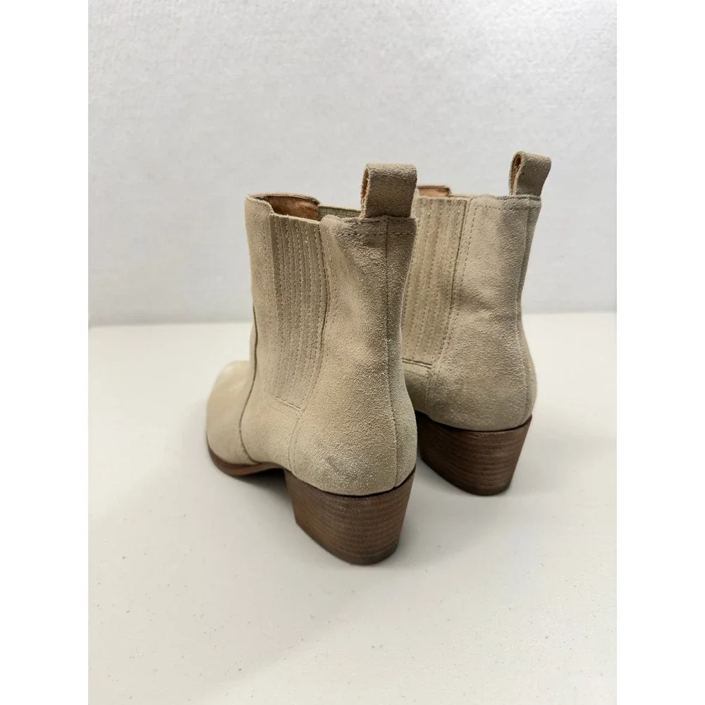 Madewell Tan Genuine Suede Leather Pointed Toe Chelsea Western Ankle Boots 8